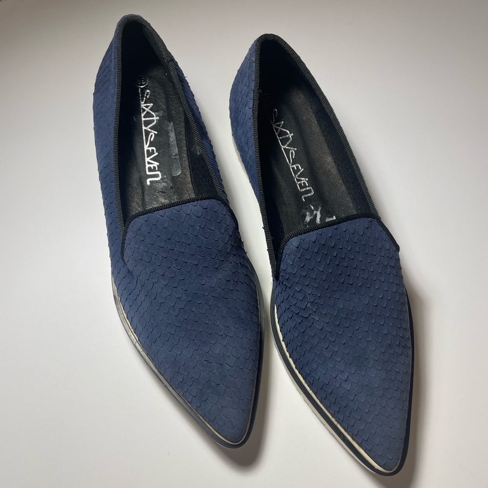Blue Python Leather platform sneakers - Picture 2 of 6